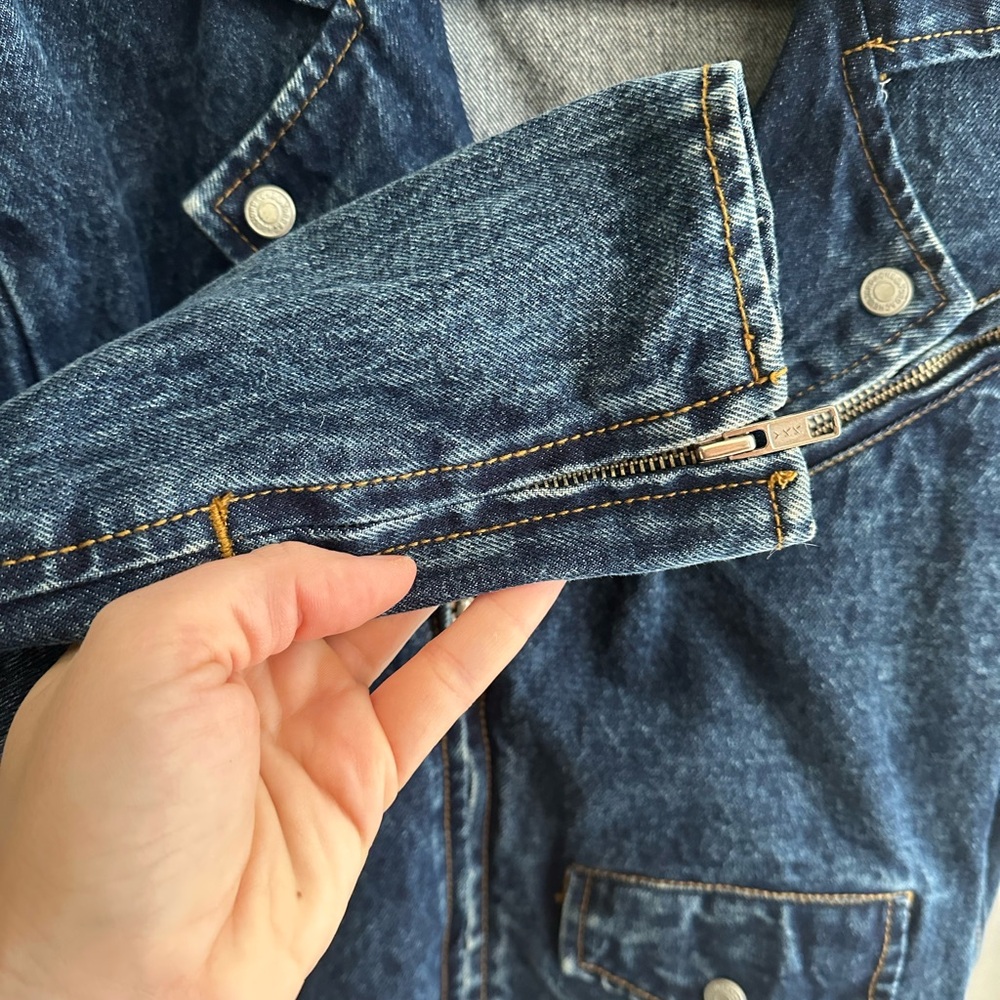 Jordache Women's Dark Blue Denim Moto Jacket - Size S - Picture 6 of 10
